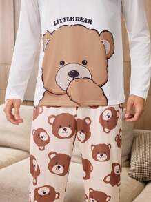 Cute Bear Pattern Men Pajama Set