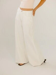 Aralina Ultra baggy wijde witte denim partyvakantie jeans
