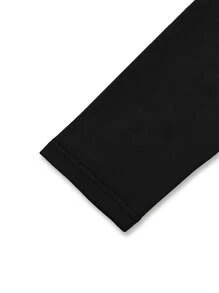 Maweii Plus Size Solid Color Ring Decor Sexy Bodycon Long Sleeve Bodysuit Fall Cloth For Women - Black - View 5