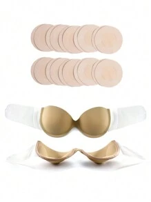 Women Nipple Cover Boob Pads & Anti-Chafing Strips, Minimalist & Fashionable For Casual Daily Wear - Apricot - View 1