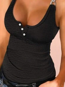 SHEIN Slayr Women Sleeveless Sexy Spaghetti Strap Metal Chain Slim Camisole Top