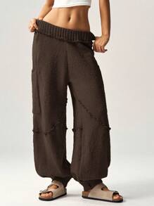 Bohemela High Waisted Loose Fit Drawstring Sweatpants For Women - Chocolate Brown - View 6