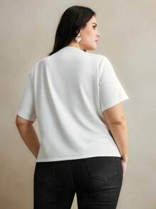 Anewsta Asymmetrical White Short Sleeve T-Shirt With 3D Floral Design, Urban Spring/Summer Outfits For Women