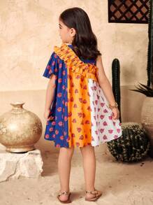 SHEIN Young Girl Casual Matching Mother-Daughter Colorful Rose Patchwork Sleeveless Dress,Suitable For Spring And Summer, Perfect For Vacations - Multicolor - View 2