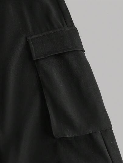 SHEIN EZwear Women Aummer Graphic Number & Letter Print Basketball Jersey T-Shirt Top & Black Cargo Pocket Pants 2 Pieces Casual Streetwear Suit