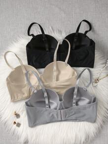 Snug Zone 3 件装夏季浪漫性感无肩带文胸，带防滑衬里和钢圈支撑，配有常规肩带