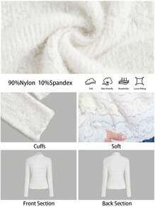 BizChic 白色蕾丝透明长袖汗衫上衣，适合圣诞派对、新年约会、春夏季 - 白色 - 查看 3