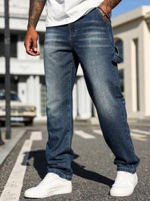 Manfinity Homme Men's Casual Pocket Jeans - Blue - View 1