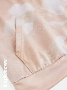 SHEIN 2 件装 Tween 男童口袋印花休闲连帽衫和裤子套装 - 橘色 - 查看 15