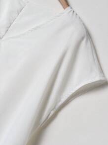 EMERY ROSE Ladies" Embroidery V-Neck Tie And Hollow Out Dress For Summer - White - View 5