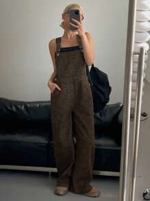 DAZY 女式豹纹牛仔背带裤和连体裤