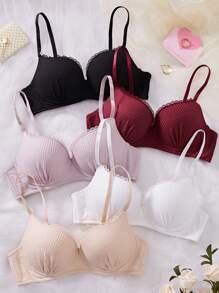 Wedaily 5pcs/Set Women's Simple Casual Push Up Bras - Multicolor - View 2