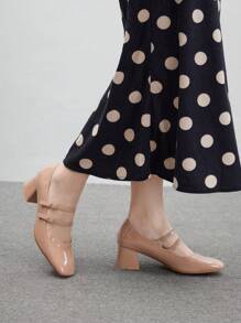 CUCCOO BIZCHIC Tacones altos elegantes y versátiles de unicolor clásico con hebilla, minimalistas, para mujer, nuevos para el Año Nuevo y el Día de San Valentín - Albaricoque - Ver 1