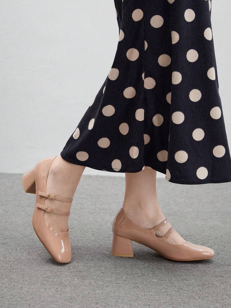 CUCCOO BIZCHIC Classic Solid Color Buckle Elegant Versatile Minimalist Women High Heels Spring Shoes Spring Break Easter