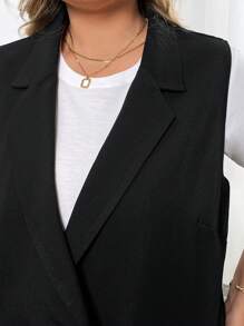 SHEIN CURVE+ Blazer con colletto a bavero e doppio bottone, taglia comoda, adatto per abbigliamento da lavoro, laurea, ritorno a scuola, outfit per insegnanti in autunno/inverno