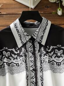 Lacomfia Camisa de oficina de talla grande para mujeres con elegante estampado europeo - Multicolor - Ver 4