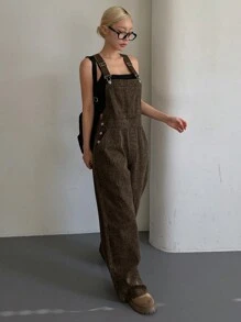 DAZY 女式豹纹牛仔背带裤和连体裤