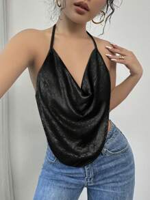 Firerie Women Elegant Sexy Floral Print Mesh V-Neck Sleeveless Camisole Tank Top, Suitable For Party & Daily Wear - Black - View 5