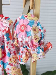 SHEIN 女婴花卉海滩度假泳衣 - 彩色 - 查看 5