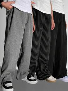 SHEIN Tween Boy Academy Striped & Solid Pants Set - Multicolor - View 1