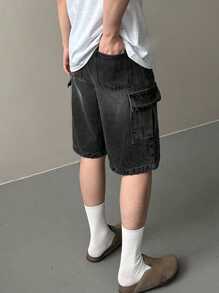 DAZY 男士休闲宽松工装口袋牛仔短裤夏季