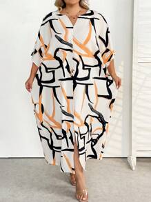 SHEIN CURVE+ 大码夏季优雅针织长裙 - 彩色 - 查看 9