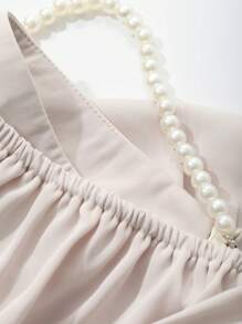 DAZY Set de 2 piezas con top con tirantes y falda asimétrica de volantes en unicolor para mujeres