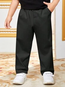 Tween Boys' Solid Color Woven Casual Pants - Black - View 6