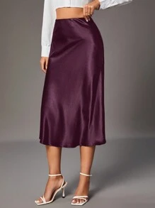 SHEIN Tall Women's Solid Color High Waist Minimalist Skirt, Casual Everyday Wear