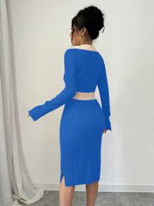 Calvaya Color Block Patchwork Slim Fit Sweater Dress, Casual Autumn/Winter For New Year Clothes