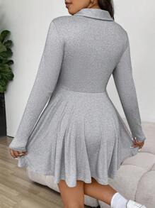 Calvaya Set de 2 piezas: Vestido tipo polo de cuello alto sexy y elegante + Leggings para mujeres talla grande, estilo campus
