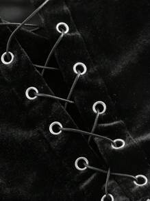 SHEIN MOD Women's Velvet Square Neck Black Long Sleeve T-Shirt, Winter T-Shirt,Old Money T-Shirt,Old Money Style Women,Rave Outfits Festival,Square Neck Top,Cute Top,Birthday Outfits For Women,Retro T-Shirt, Clothes Women,New Years T-Shirt - Black - View 4