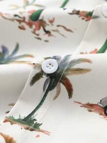 Manfinity RSRT Men's Palm Tree Print Short Sleeve Single Breasted Casual Shirt - Apricot - View 4