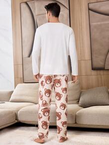 Cute Bear Pattern Men Pajama Set