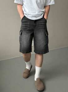 DAZY 男士休闲宽松工装口袋牛仔短裤夏季