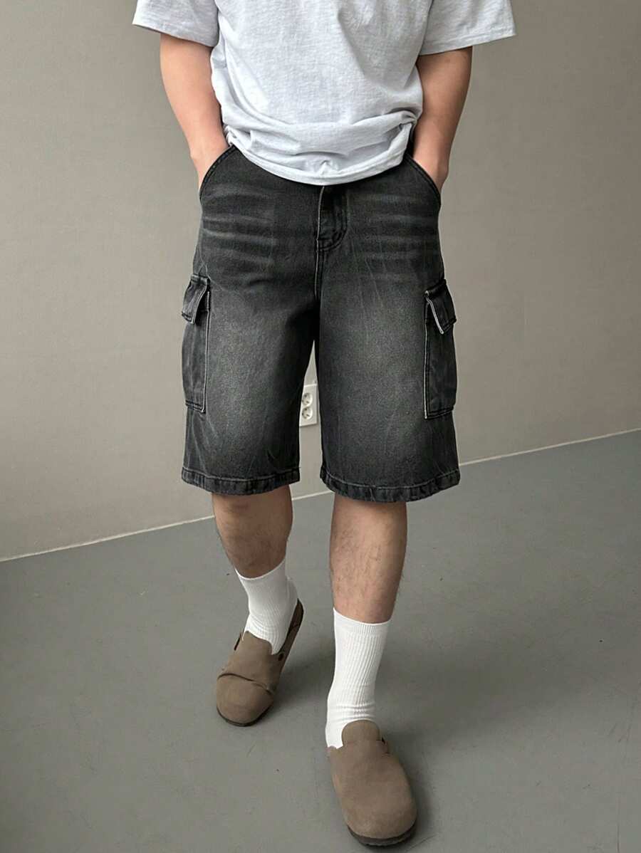 DAZY 男士休闲宽松工装口袋牛仔短裤夏季