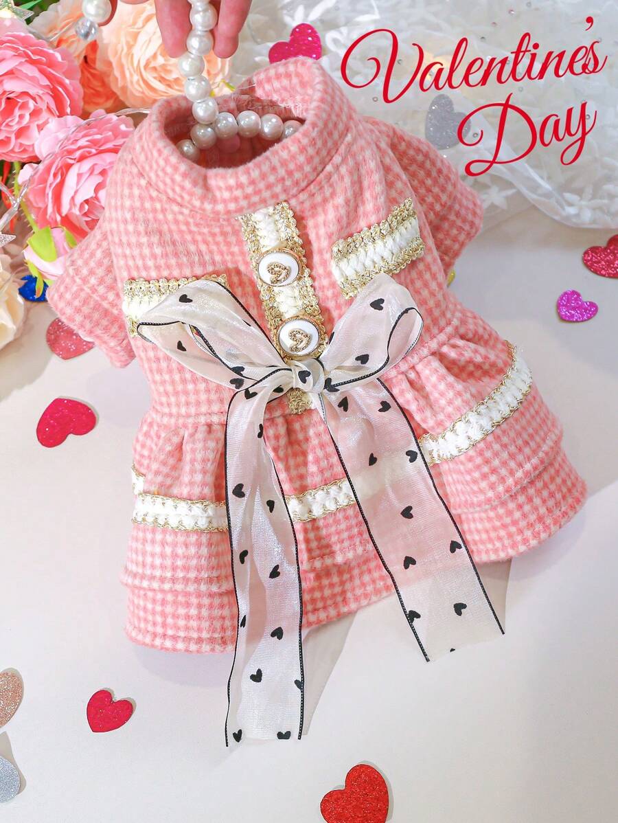 PETSIN 1 件公主风格宠物连衣裙，适合贵宾犬、比熊犬、泰迪熊的可爱狗狗衣服 - 粉色 - 查看 1