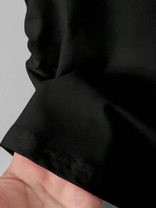 Sparklyn 青少年女孩休闲纯色收腰短袖 T 恤 - 黑色 - 查看 3