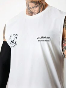 Gym Rark Camiseta y top de tirantes anchos de cuello redondo con estampado, de diseño minimalista y casual deportivo para hombres - Blanco - Ver 3