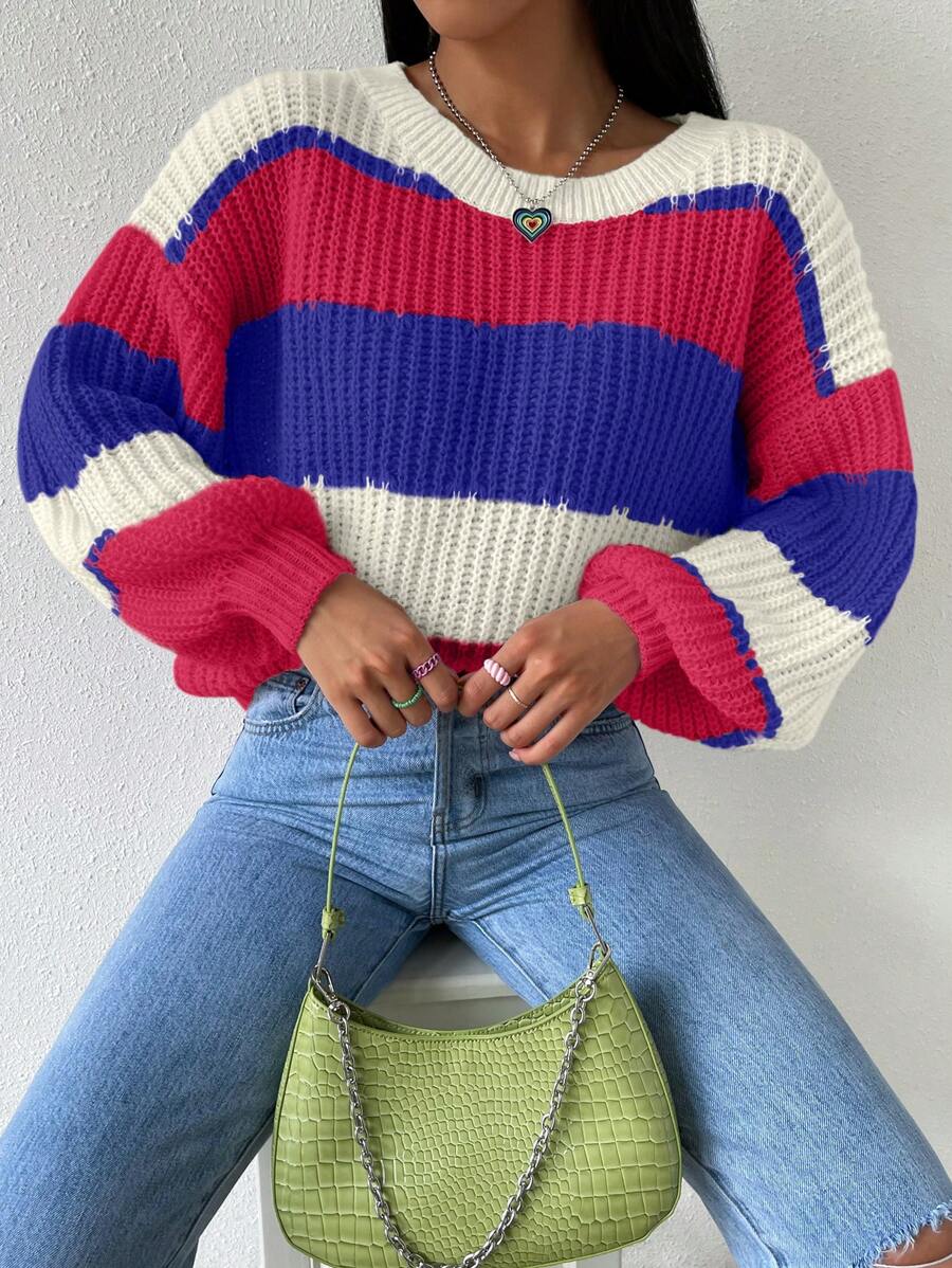 Chiquease Casual Minimalist Pullover Sweater, Everyday Wear Knit Pullover Fall Winter Sweater