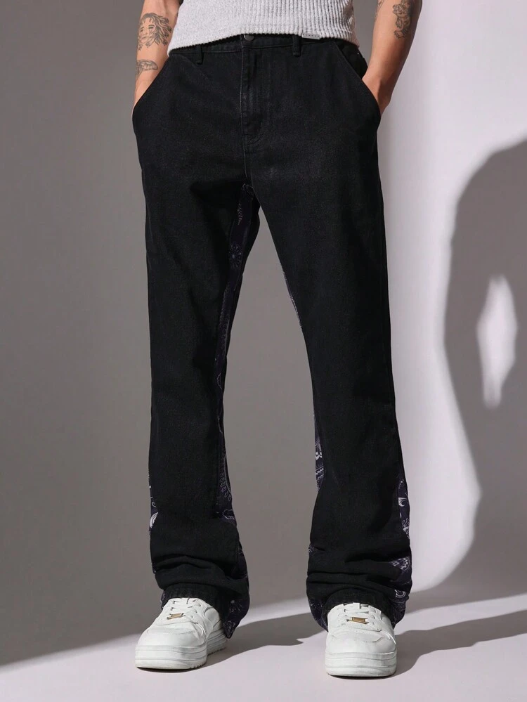 Jean évasé taille haute à imprimé bandana