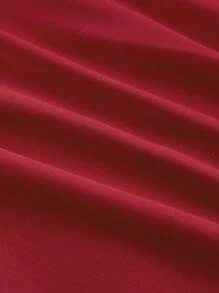 SHEIN MOD Plus Size Women Square Neck Ruched Bodycon Long Sleeve Mini Dress, - Red - View 4
