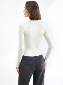 BizChic 白色开衫毛衣，时尚长袖衬衫，适合圣诞派对、约会、春夏女装