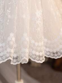 SHEIN 年轻女孩编织蕾丝方领修身休闲连衣裙