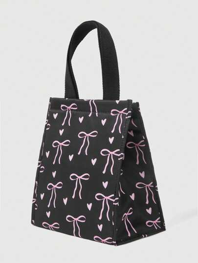 Kawaii Bolsa de almuerzo aislada, portátil, linda y de moda con lazo