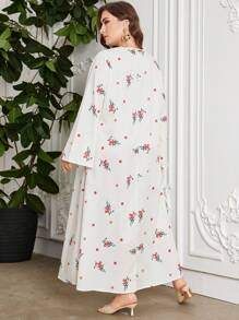 Al Najma Plus Size Women Retro Floral Print Knitted Dress Fall Cloth For Women - White - View 2