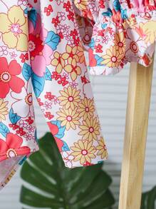 SHEIN 女婴花卉海滩度假泳衣 - 彩色 - 查看 4