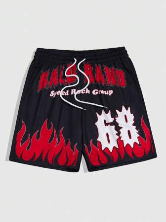 Prep Shorts casuales cómodos con estampado y detalle de amarre delantero para hombres, adecuados para el verano