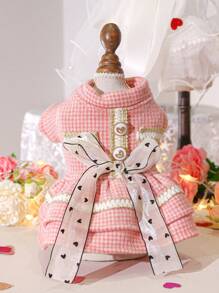 PETSIN 1 件公主风格宠物连衣裙，适合贵宾犬、比熊犬、泰迪熊的可爱狗狗衣服 - 粉色 - 查看 5