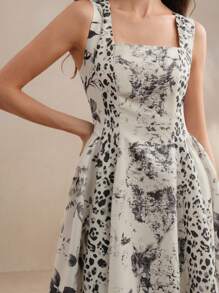 Anewsta Váy chữ A không tay thiết kế in họa tiết thanh lịch cổ điển, trang phục xuân/hè dành cho nữ - Nhiều màu - Xem 6